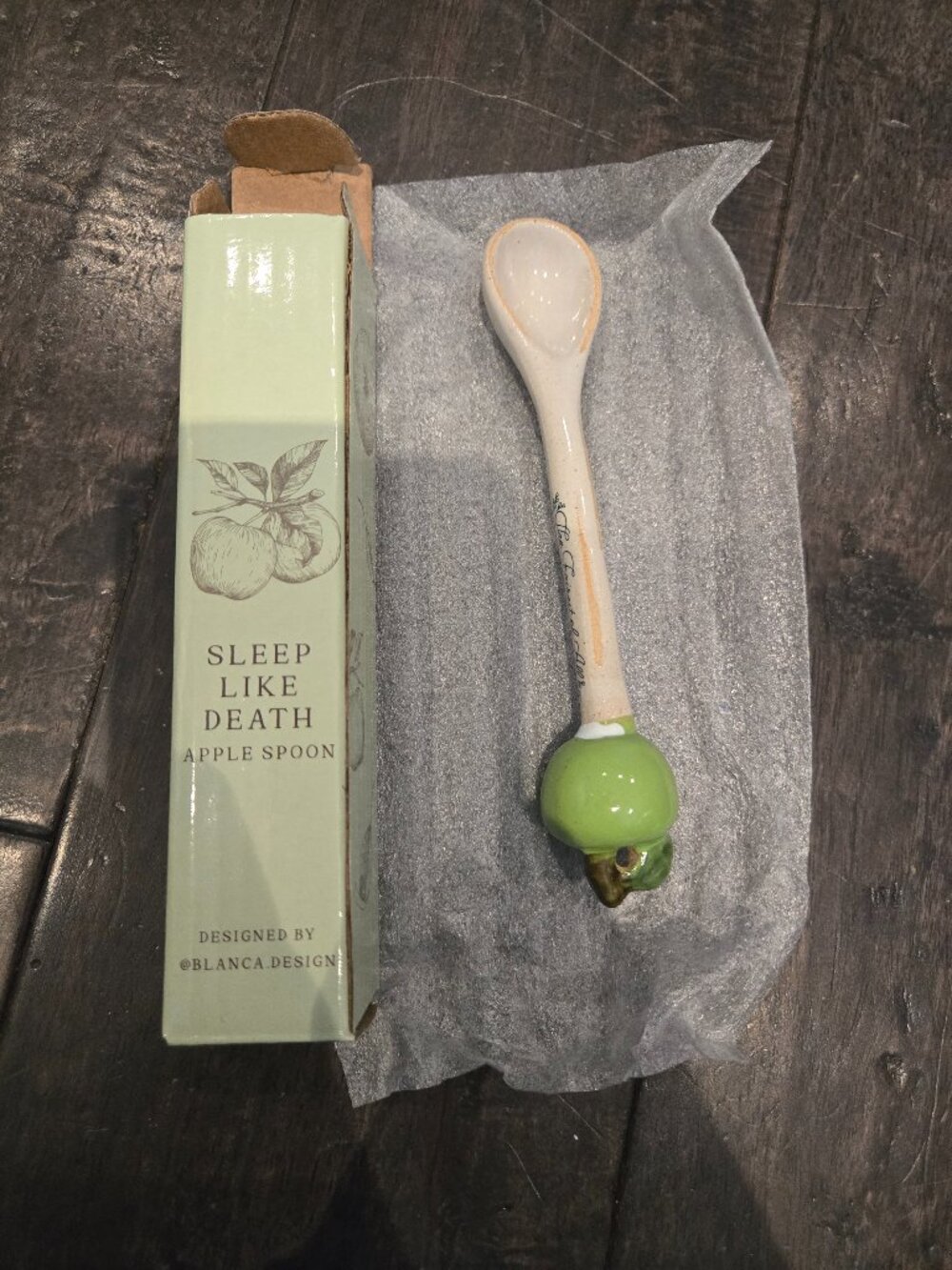 FairyLoot Sleep Like Death Apple Spoon | Green/Cream